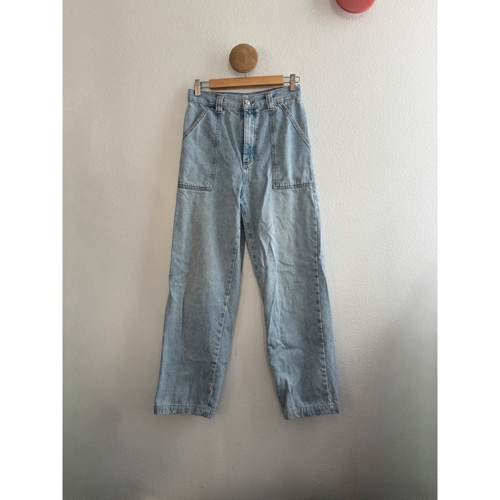 Sandro Paris Womens Light Wash High Rise Straight Leg Jeans *ALTERED*